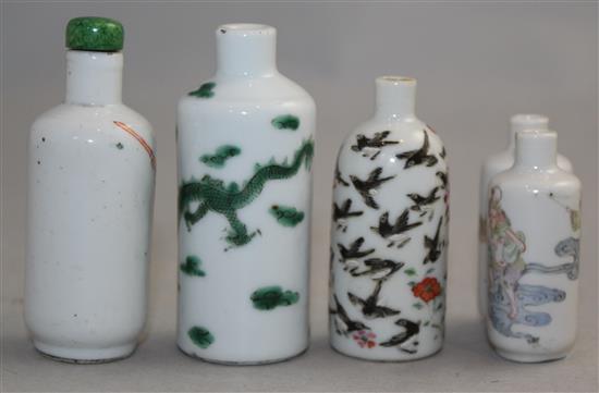 Four Chinese enamelled porcelain snuff bottles, 1830-1908, Richards no.s 131, 378,192 and 424